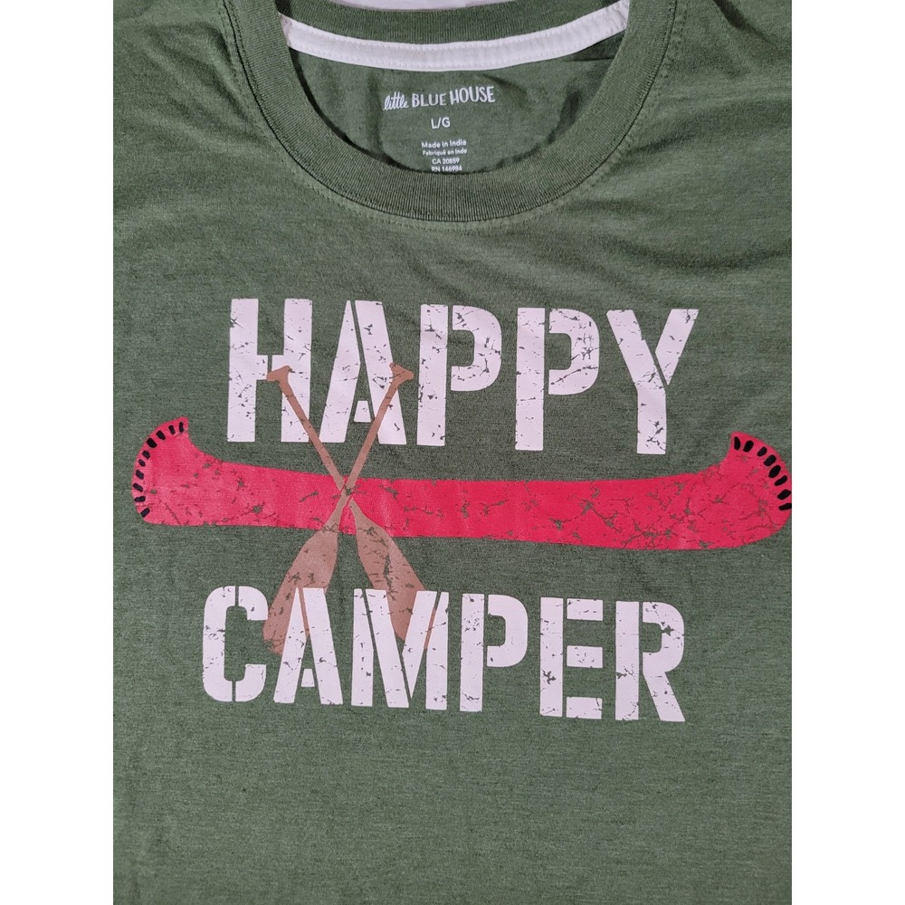 Men's Happy Camper Green Tee T-Shirt Size Large‎  LITTLE BLUE HOUSE By Hatley